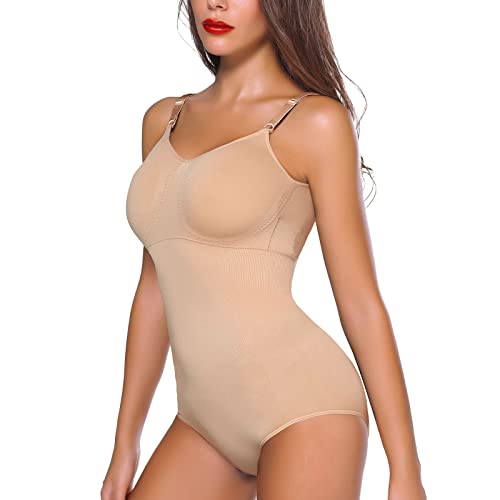 Joyshaper Damen Formende Body Shaper Bauchweg Shapewear Bodysuits Figurenformend Unterwäsche mit Verstellbarer Schultergurt Beige,M von Joyshaper