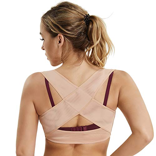 Joyshaper Damen Geradehalter Shapewear Figurformende Haltungstrainer Push-Up Unterbrustkorsett Rückenstütze zur Haltungskorrektur Body Shaper, Beige, XL von Joyshaper