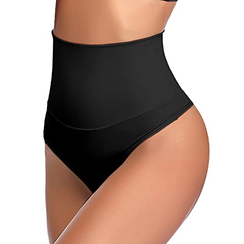 Joyshaper Damen Hoch Taille Unterhose Thong Tanga Bauchweg Mieder String Shapewear Atmungsaktive Unterwäsche Schwarz M von Joyshaper