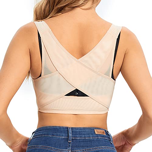 Joyshaper Damen Rücken Geradehalter Figurformende Haltungstrainer Brust Heben Unterbrustkorsett Shapewear Top Rückenstütze zur Haltungskorrektur Beige M von Joyshaper