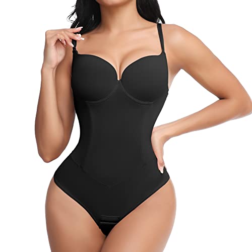 Joyshaper Damen Shapewear Body Tanga Bauchweg Body Shaper Tummy Control Thong Bodysuit Mieder String Shaping Unterwäsche Schwarz S von Joyshaper