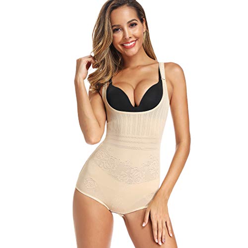 Joyshaper Body Shaper Damen Figurformend Shapewear Bauchweg Stark Formend Taillenformer Bodysuit Formende Bodys Bauch Weg Miederbody Shaping Unterwäsche Shapewear Tanga Mieder Bodyshape Beige L von Joyshaper