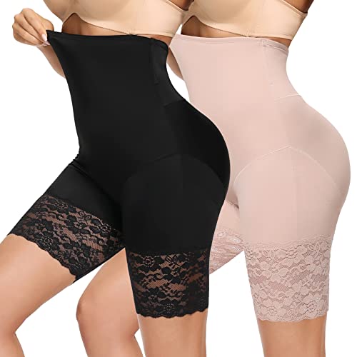 Joyshaper Damen Shapewear mit Bein Bauchweg Unterhose Hoch Taille Miederhose Body Shaper Butt Lifter Panties Unterwäsche Schwarz+Beige S von Joyshaper