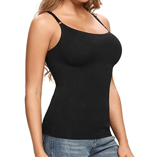 Joyshaper Damen Unterhemd Bauch Weg Camisole Top Figurformendes Trägertop Body Shaper Shaping Hemd Schlank Shirt Nahtlose Spaghettiträger Oberteil, Schwarz, S von Joyshaper