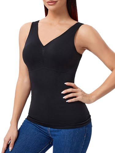 Joyshaper Damen Unterhemd Bauchweg Shape Hemd Shapewear Trägertop Formende Tops BH Oberteil Tank top Shaping Hemdchen Schwarz,XL von Joyshaper