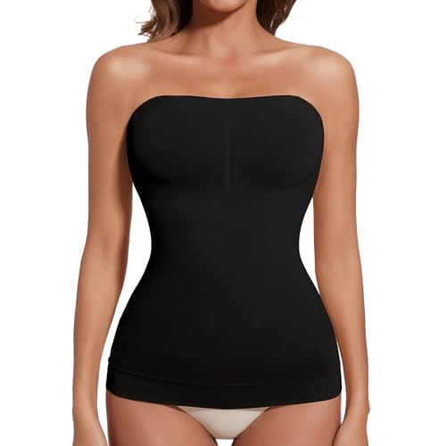 Joyshaper Damen Unterhemd Trägerlos Bauch Weg Hemd Shape Shapewear Formende Tank Tops Figurformende Shirt Trägertop Body Shaper Schwarz,S von Joyshaper