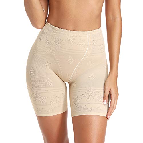 Joyshaper Damen Unterhose Unter Rock Kurz Hose Anti-Chafing Spitze Shorts Sicherheit Panty Lace Leggings Kurze Tight mit Anti-Rutsch Spitzenrand, Beige, 2XL von Joyshaper