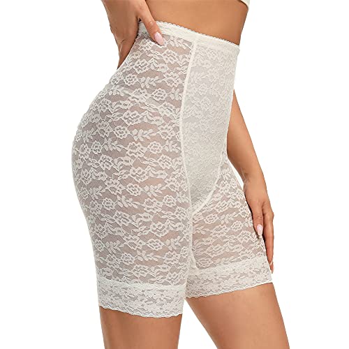 Joyshaper Damen Unterhose Unter Rock Kurz Hose Anti-Chafing Spitzen Shorts Atmungsaktiv Panty Hipster Unterwäsche, Weiß, L von Joyshaper