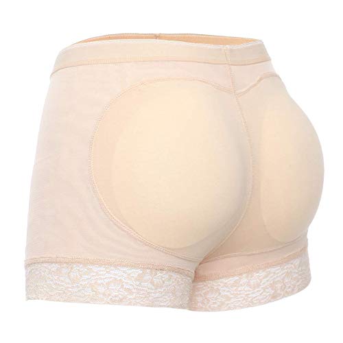 Joyshaper Damen Unterhose mit Gepolster Hüfte Heben Padded Höschen Po Push Up Miederhose Butt Lifter Miederpants Enhancer Spitze Panty Beige XL von Joyshaper