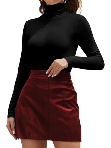 Joyshaper Langarmshirt Damen Rollkragen Shirts Langarm Stehkragen Oberteile Basic Tshirt Longsleeve Tops Unterziehshirt Schwarz,S von Joyshaper