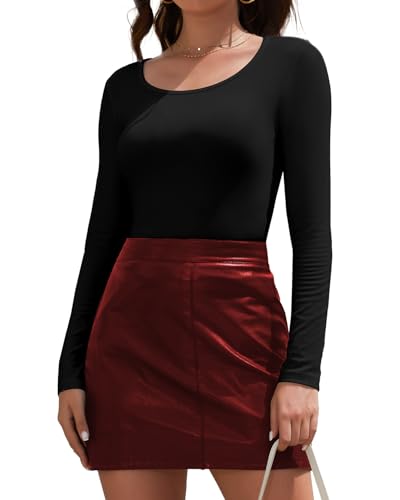 Joyshaper Langarmshirt Damen Rundhals Tshirt Langarm Oberteile Basic Longsleeve Tops Shirts Lässig Bluse Schwarz,L von Joyshaper