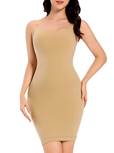 Joyshaper Miederkleid Damen Bauchweg Formend Unterkleid Shapewear Trägern Unterröcke Formkleid Figurformende Unter Kleide Nahtlose Strapless Shaping Full Silps Beige,L von Joyshaper