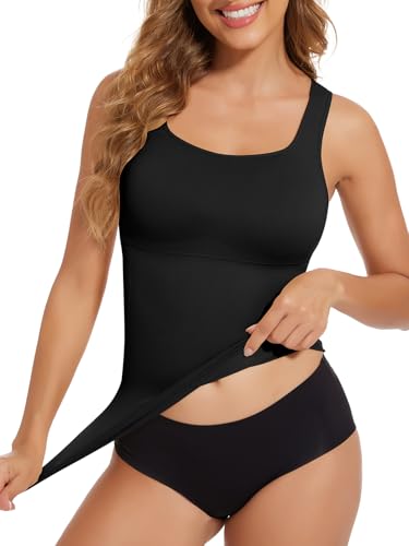 Joyshaper Shape Unterhemd Damen Body Shaper Bauch Weg Bauchkontrolle Shaping Unterhemd Tanktop Shirt Camisole Formende Tops Für Damen Figurformendes Schwarz#01 XL von Joyshaper