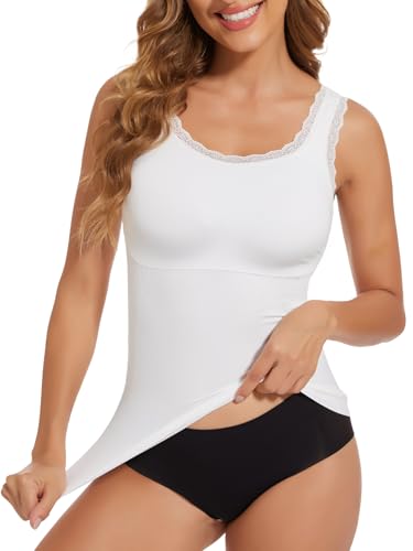 Joyshaper Shape Unterhemd Damen Body Shaper Bauch Weg Bauchkontrolle Shaping Unterhemd Tanktop Shirt Camisole Formende Tops Für Damen Figurformendes Weiß#02 XXL von Joyshaper
