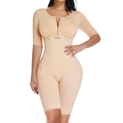 Joyshaper Shapewear Damen Bauchweg Stark Formend Kurzarm Shapewear Bodysuit Body Shaper Bein Shaping Taillenformer Miederbody Po Push Up Fajas Colombianas Mieder Korsett Figurformend Beige L von Joyshaper