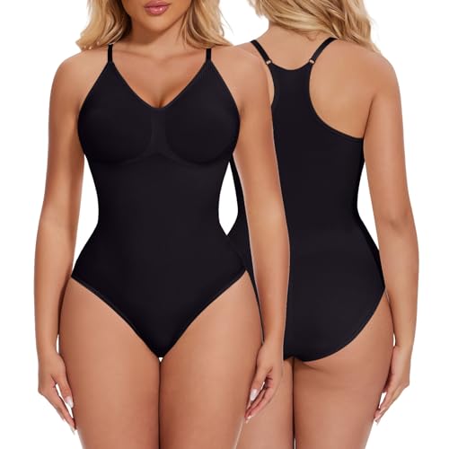 Joyshaper Shapewear Damen Body Shaper Shaping Bodysuit Bauchweg Figurformende Formende Bodys Racerback Miederbody Unterhemd Schwarz/Racerback,XXL von Joyshaper