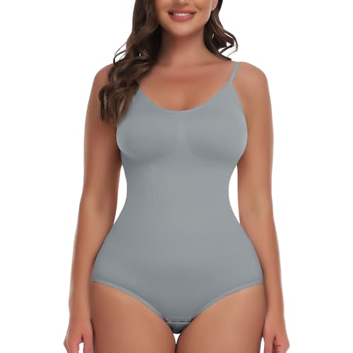 Joyshaper Shapewear Damen Body Bauchweg Bodysuits Shaping Miederbody Formende Body Shaper Figurenformend Sculpting Unterwäsche Grau Blau/Rundhals,S von Joyshaper