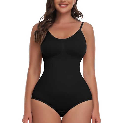 Joyshaper Shapewear Damen Body Bauchweg Bodysuits Shaping Miederbody Formende Body Shaper Figurenformend Sculpting Unterwäsche Schwarz/Rundhals,M von Joyshaper