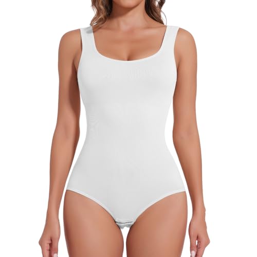 Joyshaper Shapewear Damen Body Shaper Bauchweg Shape Bodysuit Miederbody Formende Bodys Figurformende Tops Tank Weiß,M von Joyshaper