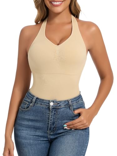 Joyshaper Shapewear Unterhemd Damen Formende Tops Bauchkontrolle Shaping Unterhemd Top Figurformender Trägertop Camisole Kompressions Tanktop Beige XXL von Joyshaper