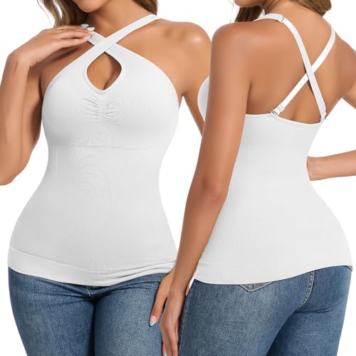 Joyshaper Shapewear Unterhemd Damen Formende Tops Bauchkontrolle Shaping Unterhemd Top Figurformender Trägertop Camisole Kompressions Tanktop Weiß L von Joyshaper