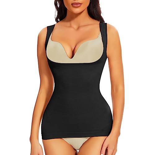 Joyshaper Shapewear Unterhemd Damen Top Unterbrust Body Shaper Bauchweg Top Shape Hemd Nahtlos Unterhemden Formende Tops Shaping Hemdchen Trägertop Bauch Weg Shirt Figurformend Unterwäsche Schwarz S von Joyshaper