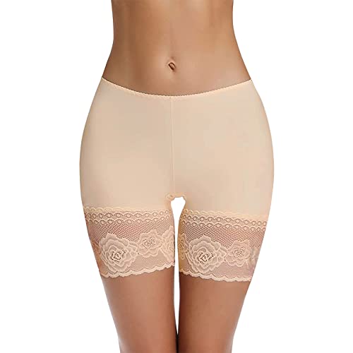 Joyshaper Spitze Unterhose mit Bein Damen Nahtlos Unterwäsche Unter Rock Anti-Chafing Miederpants Rock Kurz Hipster Boxershorts Miederslips Beige,M von Joyshaper