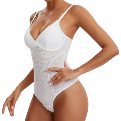Joyshaper Damen Body Shapewear Bauchweg Body Shaper Shaping Tanga Bodysuit Figurformende Miederbody Weiß XL von Joyshaper