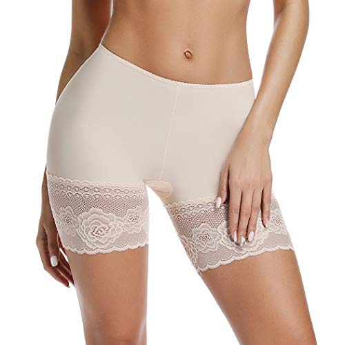 Joyshaper Unterhosen Damen mit Spitze Unter Rock Kurz Hose Anti Chafing Anti Scheuer Shorts Unterziehhose Kleid Radlerhose Boxershorts Miederhose Miederslip Miederpants Nahtlose Unterwäsche Beige L von Joyshaper