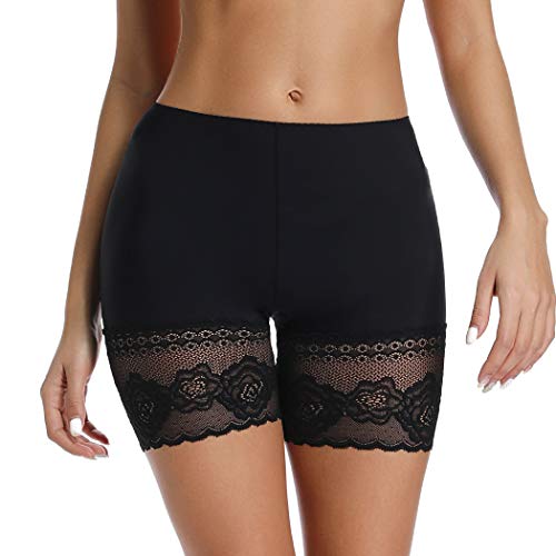 Joyshaper Unterhosen Damen mit Spitze Unter Rock Kurz Hose Anti Chafing Anti Scheuer Radlerhose Unterziehhose Kleid Boxershorts Miederhose Miederslip Miederpants Nahtlose Unterwäsche Schwarz L von Joyshaper