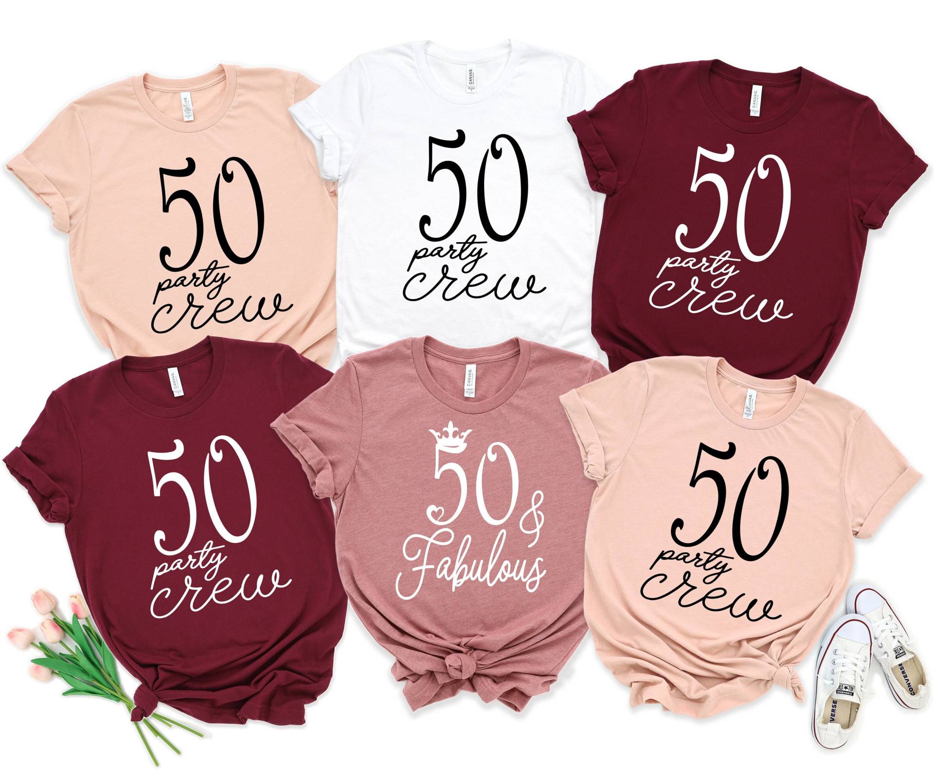 50 Party Crew, Geburtstags-Shirts Für Frauen, Fünfzig Und Fabelhaftes Shirt, Geburtstagsparty-Shirts, Geburtstags-Crew-T-Shirts von JoysunDesigns