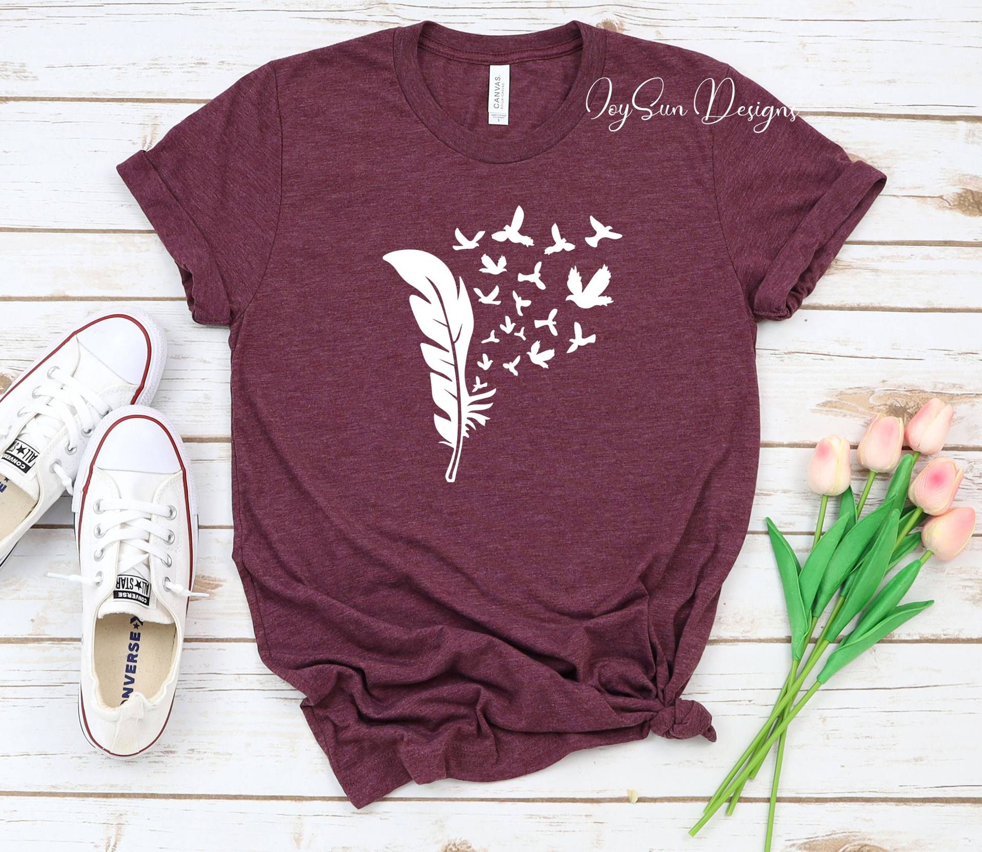 Feder Vögel Shirt, Grafik T-Shirt, Unisex Tshirt, Frauen Vogel Shirt Weihnachtsgeschenkidee von JoysunDesigns