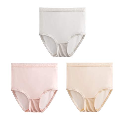 Joyunii Dame Taillenslip aus 100% Seide Brief hochtailliert Panty Atmungsaktive Hipsters Seidige Unterwäsche von Joyunii