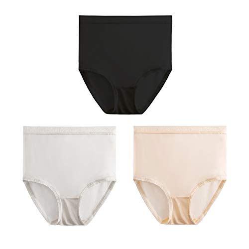 Joyunii Dame Taillenslip aus 100% Seide Brief hochtailliert Panty Atmungsaktive Hipsters Seidige Unterwäsche von Joyunii