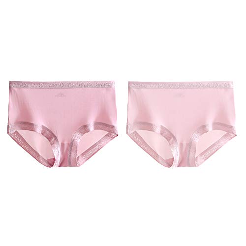 Joyunii Damen Hipster aus 100% Seide Unterwäsche Panty Slips Unterhosen 2er Pack, Rosa+dunkelrosa, Etikette M=DE 32-34=INT XS-S von Joyunii