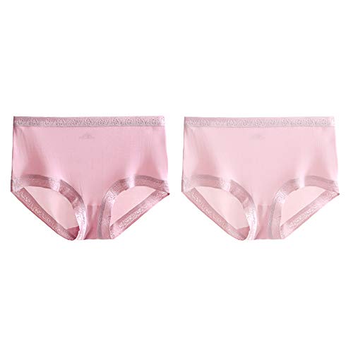 Joyunii Damen Hipster aus 100% Seide Unterwäsche Panty Slips Unterhosen 2er Pack, Rosa+dunkelrosa, Etikette XL=DE 36-38=INT M-L von Joyunii