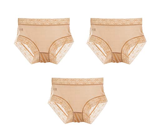 Joyunii Damen Hüftslip Bikinislips Body Natural Hipster 100% Seide Spitze Unterwäsche von Joyunii