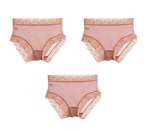 Joyunii Damen Hüftslip Bikinislips Body Natural Hipster 100% Seide Spitze Unterwäsche von Joyunii