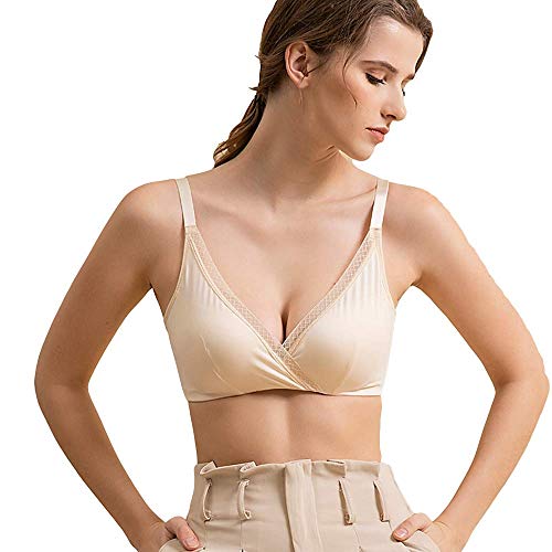 Joyunii Damen Klassische BH aus Seide Push-Up Bügelloser BH mit Spitze Soft Cups von Joyunii
