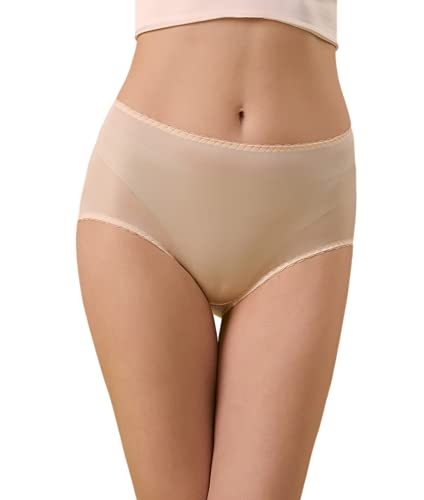 Joyunii Damen Panties 100% Seide Slip Hohe Taille Unterhosen Spitze Unterwäsche Antibakterielle Hipsters von Joyunii