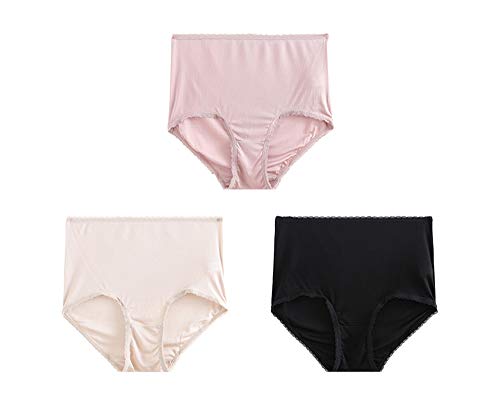 Joyunii Damen Panties 100% Seide Slip Hohe Taille Unterhosen Spitze Unterwäsche Antibakterielle Hipsters von Joyunii