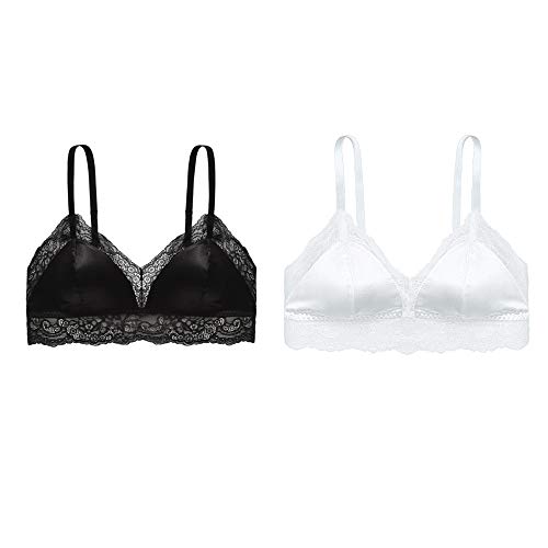 Joyunii Damen Triangel BH Spitze Bügelloser Spacer BHS aus Seide Dreieck BH Soft Cups von Joyunii