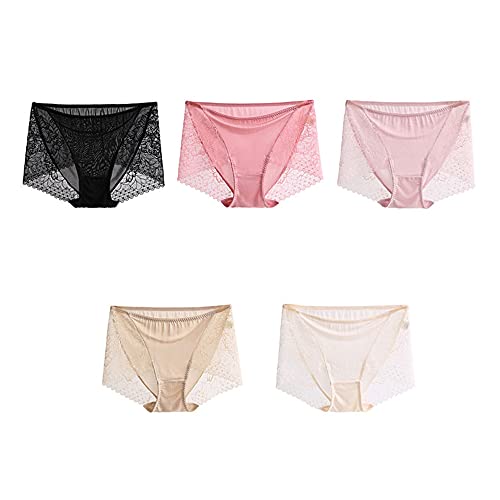 Joyunii Unterhosen Damen Spitze Basic Boxerstring Lace Slip Seidenstoff Taillenslips Spotlight Bandeau Brief Hipster (5, 36-38) von Joyunii