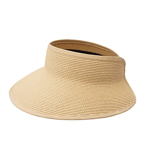 Joywant Sonnenblende für Damen, verstaubar, breite Krempe, Pferdeschwanz, Strandhut, Strohvisier, Sommer, Strand, Urlaub, Essentials für Damen, Beige+Beige, Einheitsgröße Joywant Sonnenblende für Damen, verstaubar, breite Krempe, Pferdeschwanz, Strandhut, Strohvisier, Sommer, Strand, Urlaub, Essentials für Damen, Beige+Beige, Einheitsgröße von Joywant