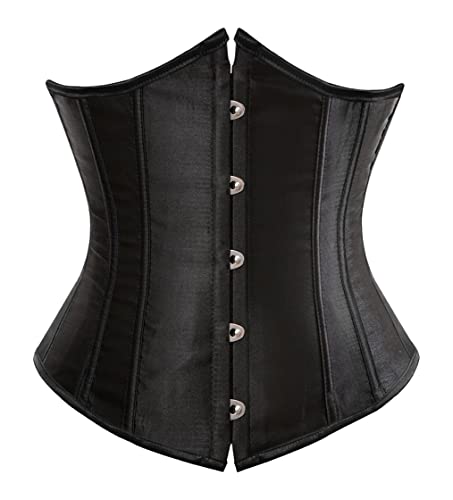 JozAdy Damen Unterbrust Korsett Satin Lace Up Waist Cincher Corsage Shaper Bustier Top Übergrößen von JozAdy