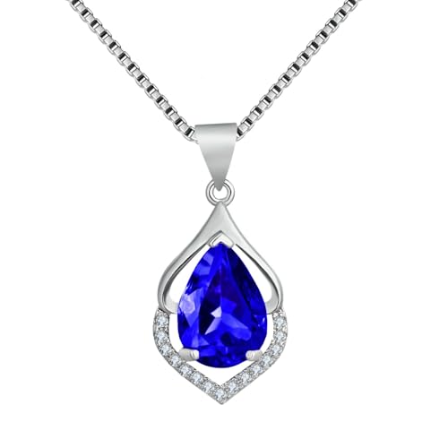 Amethyst Teardrop Necklace Women Elegant Pendant Delicate Jewelry Gift Silver Chain Collarbone Design von Jpltlvy