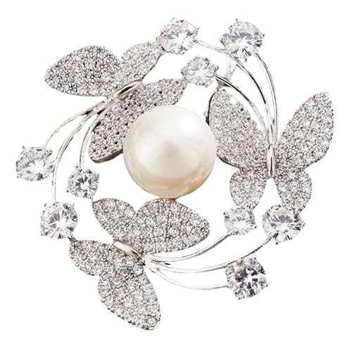 Brosche mit Perlen und Schmetterlingen für Damen, luxuriöse Nischen-Anstecknadel, elegantes Anzug-Accessoire, Geschenk, Brosche von Jpltlvy
