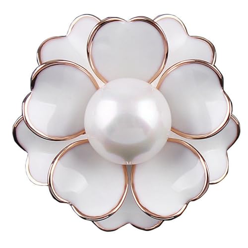 Camellia Perlen-Brosche im Vintage-Stil, Blumenmuster, elegantes Blazer-Accessoire für Damen, Schalverschluss, Geschenk, Corsage, Statement-Schmuck, Brosche von Jpltlvy