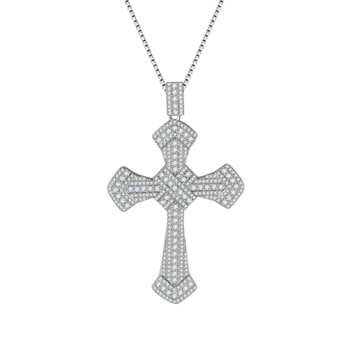 Crystal Cross Pendant Necklace Gold-Tone Chain Intricate Openwork Design Accent Stone Details Statement Jewelry for Women von Jpltlvy