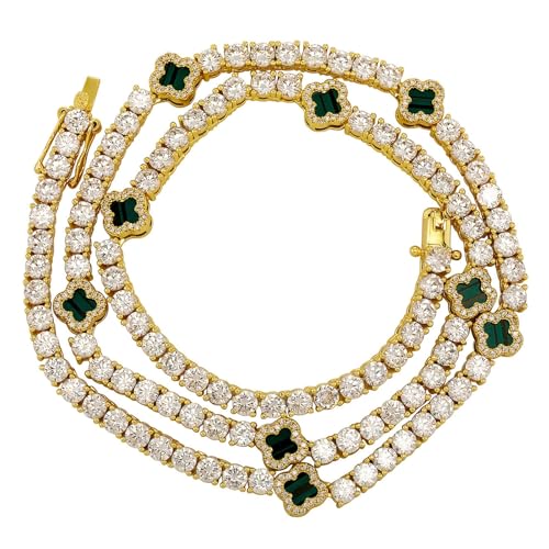 Damen-Armband mit vierblättrigem Kleeblatt, Zirkonia, elegantes Schlüsselbein-Halskette, minimalistisches Schmuckgeschenk, Green,15 cm von Jpltlvy
